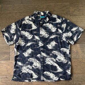 Tori Richard-Men's Navy and White Splash Patterned Shirt
